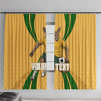 Personalized Australia Soccer Kangaroo Window Curtain Gold Green Aussie Football Mascot Dynamic Sports Graphic