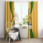 Personalized Australia Soccer Kangaroo Window Curtain Gold Green Aussie Football Mascot Dynamic Sports Graphic