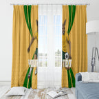 Personalized Australia Soccer Kangaroo Window Curtain Gold Green Aussie Football Mascot Dynamic Sports Graphic