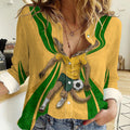 Personalized Australia Soccer Kangaroo Women Casual Shirt Gold Green Aussie Football Mascot Dynamic Sports Graphic