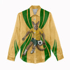 Personalized Australia Soccer Kangaroo Women Casual Shirt Gold Green Aussie Football Mascot Dynamic Sports Graphic