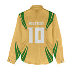 Personalized Australia Soccer Kangaroo Women Casual Shirt Gold Green Aussie Football Mascot Dynamic Sports Graphic