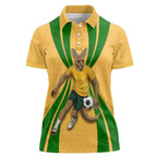 Personalized Australia Soccer Kangaroo Women Polo Shirt Gold Green Aussie Football Mascot Dynamic Sports Graphic