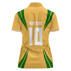 Personalized Australia Soccer Kangaroo Women Polo Shirt Gold Green Aussie Football Mascot Dynamic Sports Graphic