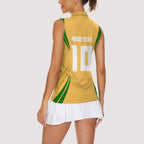 Personalized Australia Soccer Kangaroo Women Sleeveless Polo Shirt Gold Green Aussie Football Mascot Dynamic Sports Graphic
