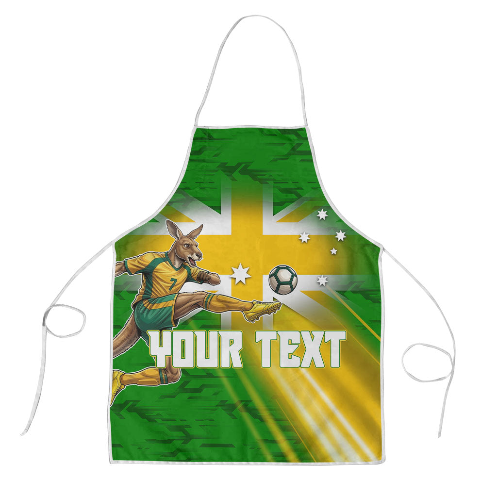 Personalized Australia Soccer Kangaroo Apron Dynamic Kick with Australian Flag Green Gold Sports Graphic