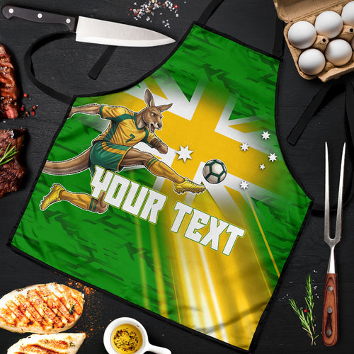 Personalized Australia Soccer Kangaroo Apron Dynamic Kick with Australian Flag Green Gold Sports Graphic