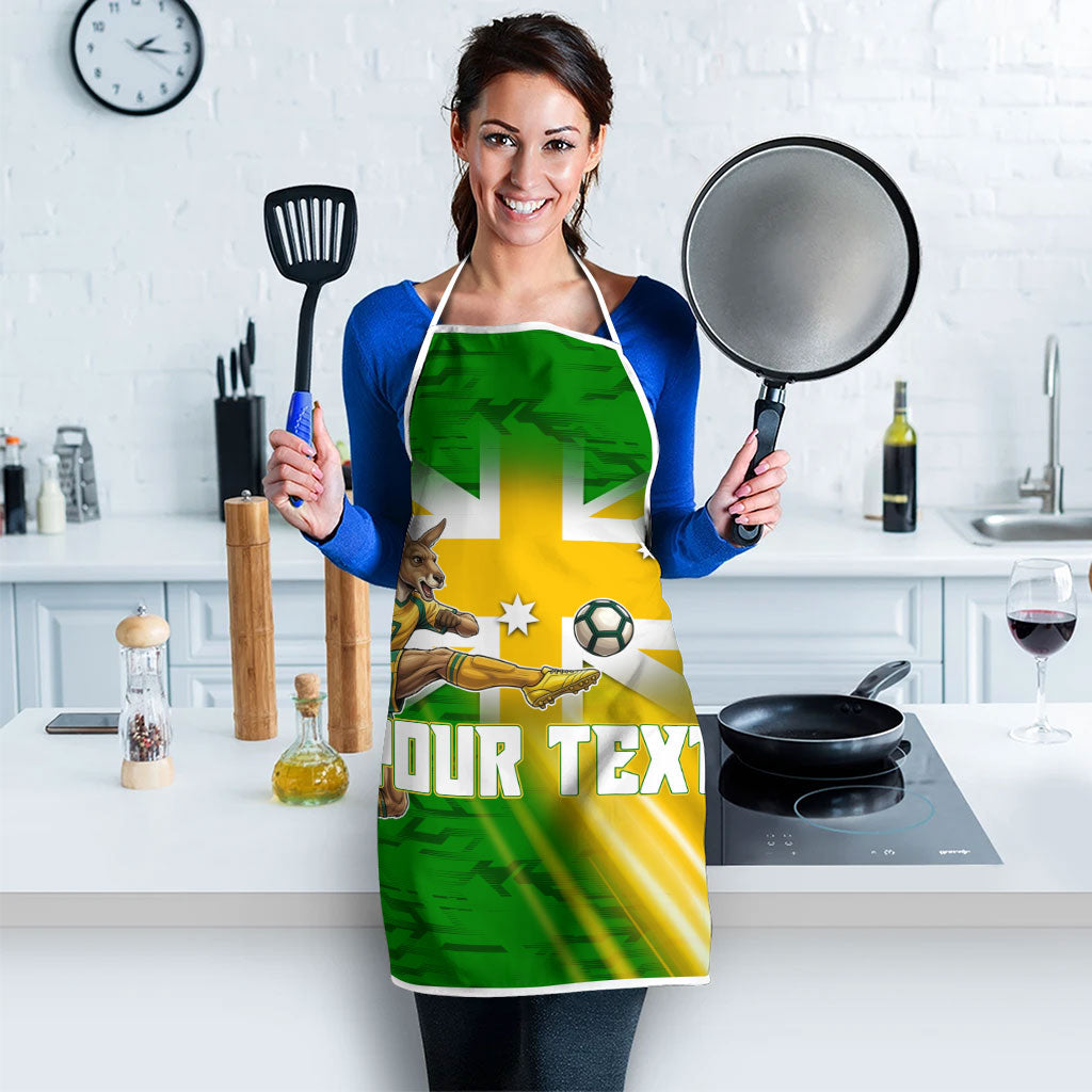 Personalized Australia Soccer Kangaroo Apron Dynamic Kick with Australian Flag Green Gold Sports Graphic