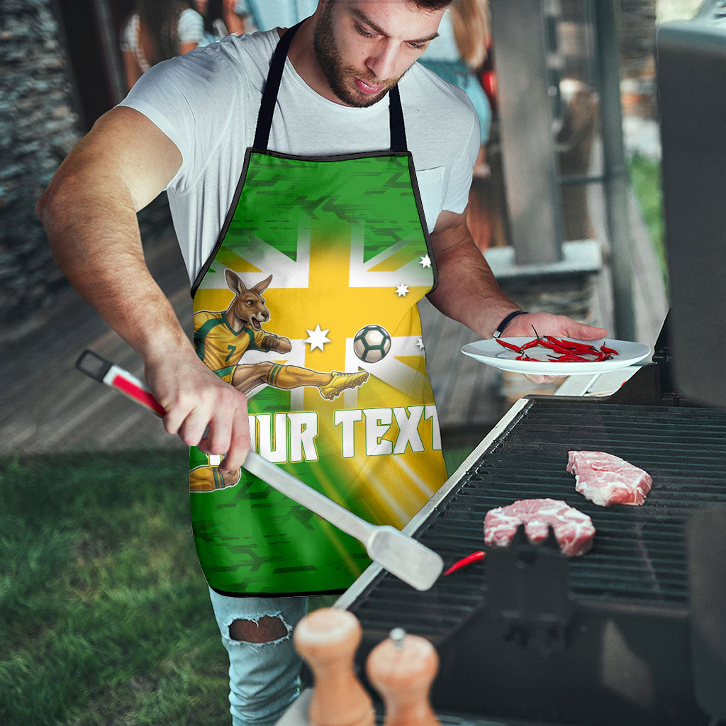 Personalized Australia Soccer Kangaroo Apron Dynamic Kick with Australian Flag Green Gold Sports Graphic