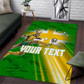Personalized Australia Soccer Kangaroo Area Rug Dynamic Kick with Australian Flag Green Gold Sports Graphic