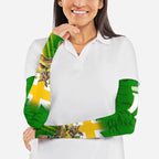 Personalized Australia Soccer Kangaroo Arm Sleeves Dynamic Kick with Australian Flag Green Gold Sports Graphic