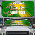 Personalized Australia Soccer Kangaroo Auto Sun Shade Dynamic Kick with Australian Flag Green Gold Sports Graphic