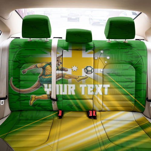 Personalized Australia Soccer Kangaroo Back Car Seat Cover Dynamic Kick with Australian Flag Green Gold Sports Graphic