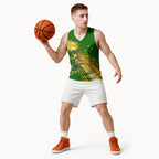 Personalized Australia Soccer Kangaroo Basketball Jersey Dynamic Kick with Australian Flag Green Gold Sports Graphic