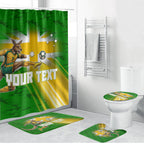 Personalized Australia Soccer Kangaroo Bathroom Set Dynamic Kick with Australian Flag Green Gold Sports Graphic