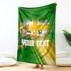 Personalized Australia Soccer Kangaroo Blanket Dynamic Kick with Australian Flag Green Gold Sports Graphic