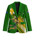 Personalized Australia Soccer Kangaroo Blazer Dynamic Kick with Australian Flag Green Gold Sports Graphic