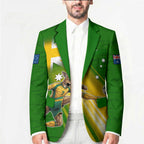 Personalized Australia Soccer Kangaroo Blazer Dynamic Kick with Australian Flag Green Gold Sports Graphic