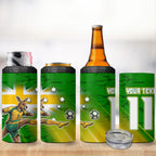 Personalized Australia Soccer Kangaroo 4 in 1 Can Cooler Tumbler Dynamic Kick with Australian Flag Green Gold Sports Graphic