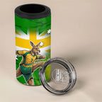 Personalized Australia Soccer Kangaroo 4 in 1 Can Cooler Tumbler Dynamic Kick with Australian Flag Green Gold Sports Graphic