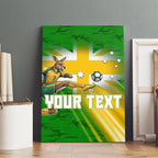 Personalized Australia Soccer Kangaroo Canvas Wall Art Dynamic Kick with Australian Flag Green Gold Sports Graphic