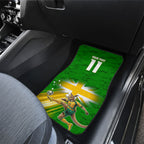 Personalized Australia Soccer Kangaroo Car Mats Dynamic Kick with Australian Flag Green Gold Sports Graphic