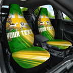 Personalized Australia Soccer Kangaroo Car Seat Cover Dynamic Kick with Australian Flag Green Gold Sports Graphic