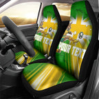 Personalized Australia Soccer Kangaroo Car Seat Cover Dynamic Kick with Australian Flag Green Gold Sports Graphic