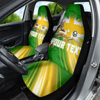 Personalized Australia Soccer Kangaroo Car Seat Cover Dynamic Kick with Australian Flag Green Gold Sports Graphic
