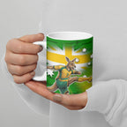 Personalized Australia Soccer Kangaroo Ceramic Mug Dynamic Kick with Australian Flag Green Gold Sports Graphic