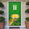 Personalized Australia Soccer Kangaroo Door Cover Dynamic Kick with Australian Flag Green Gold Sports Graphic