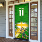 Personalized Australia Soccer Kangaroo Door Cover Dynamic Kick with Australian Flag Green Gold Sports Graphic