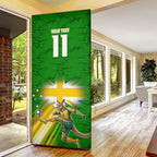 Personalized Australia Soccer Kangaroo Door Cover Dynamic Kick with Australian Flag Green Gold Sports Graphic