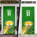 Personalized Australia Soccer Kangaroo Door Cover Dynamic Kick with Australian Flag Green Gold Sports Graphic