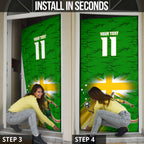 Personalized Australia Soccer Kangaroo Door Cover Dynamic Kick with Australian Flag Green Gold Sports Graphic