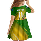 Personalized Australia Soccer Kangaroo Family Matching Off Shoulder Maxi Dress and Hawaiian Shirt Dynamic Kick with Australian Flag Green Gold Sports Graphic