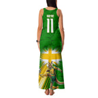 Personalized Australia Soccer Kangaroo Family Matching Tank Maxi Dress and Hawaiian Shirt Dynamic Kick with Australian Flag Green Gold Sports Graphic