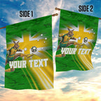 Personalized Australia Soccer Kangaroo Garden Flag Dynamic Kick with Australian Flag Green Gold Sports Graphic