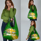 Personalized Australia Soccer Kangaroo Grocery Bag Dynamic Kick with Australian Flag Green Gold Sports Graphic