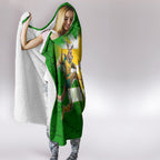 Personalized Australia Soccer Kangaroo Hooded Blanket Dynamic Kick with Australian Flag Green Gold Sports Graphic