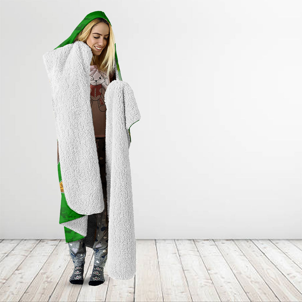 Personalized Australia Soccer Kangaroo Hooded Blanket Dynamic Kick with Australian Flag Green Gold Sports Graphic