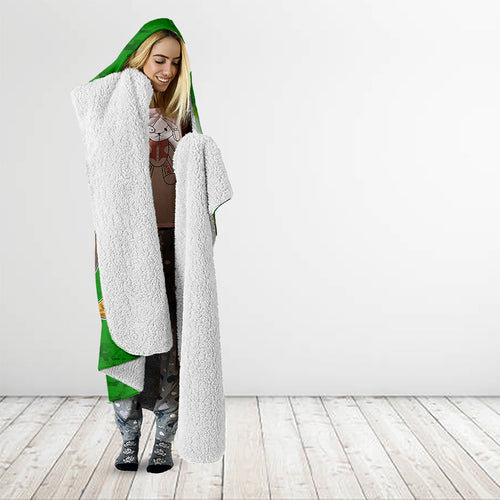 Personalized Australia Soccer Kangaroo Hooded Blanket Dynamic Kick with Australian Flag Green Gold Sports Graphic