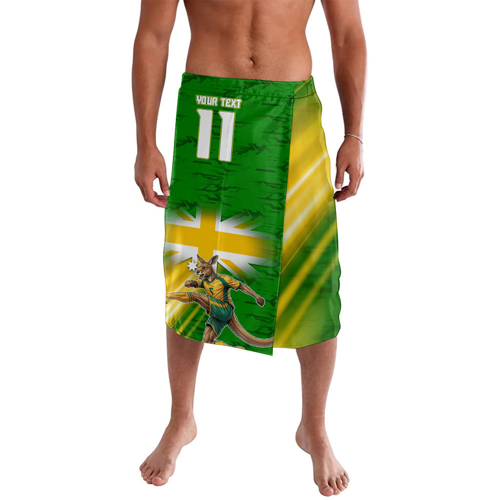 Personalized Australia Soccer Kangaroo Lavalava Dynamic Kick with Australian Flag Green Gold Sports Graphic