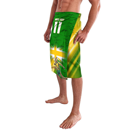Personalized Australia Soccer Kangaroo Lavalava Dynamic Kick with Australian Flag Green Gold Sports Graphic