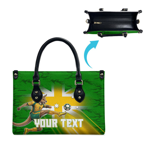 Personalized Australia Soccer Kangaroo Leather Bag Dynamic Kick with Australian Flag Green Gold Sports Graphic