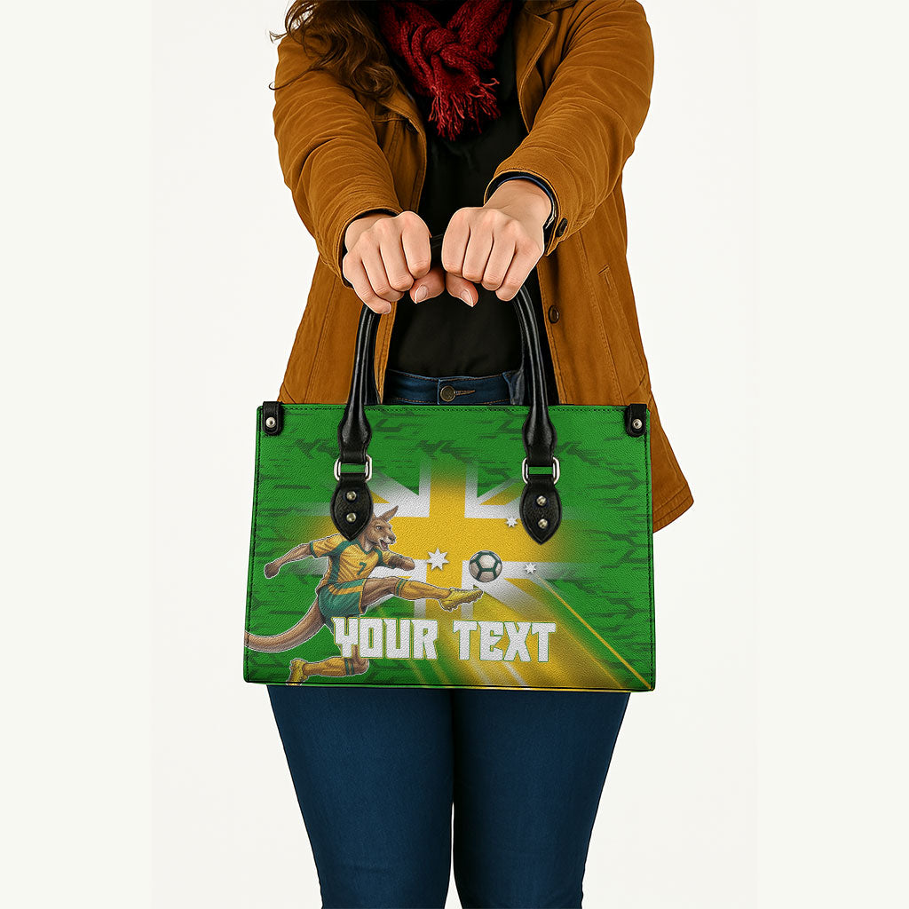 Personalized Australia Soccer Kangaroo Leather Bag Dynamic Kick with Australian Flag Green Gold Sports Graphic