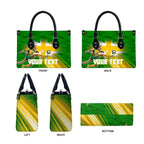 Personalized Australia Soccer Kangaroo Leather Bag Dynamic Kick with Australian Flag Green Gold Sports Graphic