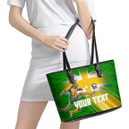 Personalized Australia Soccer Kangaroo Leather Tote Bag Dynamic Kick with Australian Flag Green Gold Sports Graphic