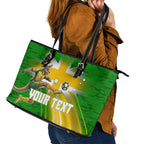 Personalized Australia Soccer Kangaroo Leather Tote Bag Dynamic Kick with Australian Flag Green Gold Sports Graphic