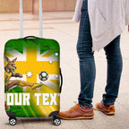 Personalized Australia Soccer Kangaroo Luggage Cover Dynamic Kick with Australian Flag Green Gold Sports Graphic